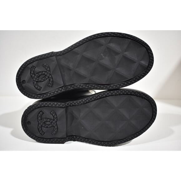 Chanel REV Black White Caoutchouc CC Logo High Pull On Rubber Rain Boots 36 - Picture 12 of 12